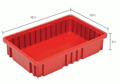 Global Industrial™ Plastic Dividable Grid Container DG92035,16-1/2"L x 10-7/8"W x 3-1/2"H, Red - Pkg Qty 12 -Containers & Organizers Sales Store 334102RD dim