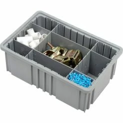 Global Industrial™ Plastic Dividable Grid Container - DG92060,16-1/2"L x 10-7/8"W x 6"H, Gray - Pkg Qty 8