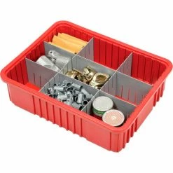 Global Industrial™ Plastic Dividable Grid Container - DG93060, 22-1/2"L x 17-1/2"W x 6"H, Red - Pkg Qty 3
