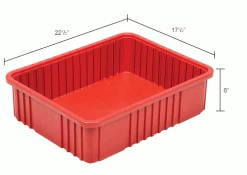 Global Industrial™ Plastic Dividable Grid Container - DG93060, 22-1/2"L x 17-1/2"W x 6"H, Red - Pkg Qty 3 -Containers & Organizers Sales Store 334106RD dim