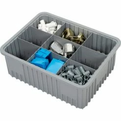 Global Industrial™ Plastic Dividable Grid Container - DG93080, 22-1/2"L x 17-1/2"W x 8"H, Gray - Pkg Qty 3