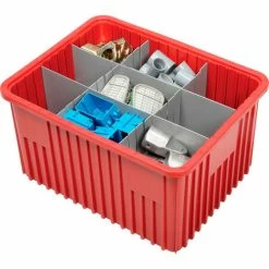 Global Industrial™ Plastic Dividable Grid Container - DG93120, 22-1/2"L x 17-1/2"W x 12"H, Red - Pkg Qty 3