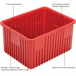 Global Industrial™ Plastic Dividable Grid Container - DG93120, 22-1/2"L x 17-1/2"W x 12"H, Red - Pkg Qty 3 -Containers & Organizers Sales Store 334108RD 1wco