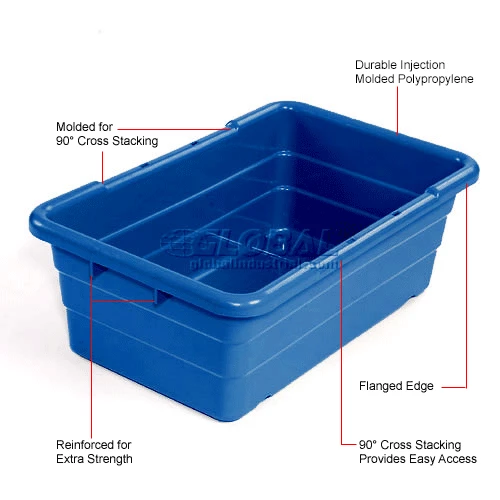 Global Industrial Cross Stack Nest Tote Tub - 25-1/8 x 16 x 8-1/2 Blue - Pkg Qty 6 14 Global Industrial Cross Stack Nest Tote Tub - 25-1/8 x 16 x 8-1/2 Blue - Pkg Qty 6 - Image 14