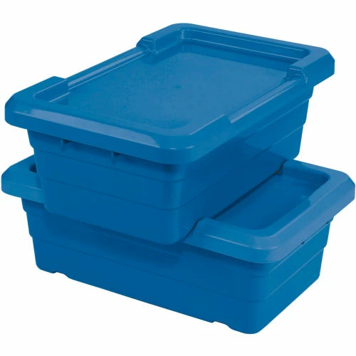 Global Industrial Cross Stack Nest Tote Tub - 25-1/8 x 16 x 8-1/2 Blue - Pkg Qty 6 4 Global Industrial Cross Stack Nest Tote Tub - 25-1/8 x 16 x 8-1/2 Blue - Pkg Qty 6 - Image 4