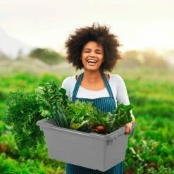 Buckhorn Cross Stack Jumbo Lug 34305GRAY - 25"L x 16"W x 8-1/2"H Gray - Pkg Qty 6 -Containers & Organizers Sales Store 334180GYC 18