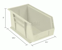 Global Industrial™ Plastic Stack & Hang Bin, 5-1/2"W x 14-3/4"D x 5"H, Beige - Pkg Qty 12 -Containers & Organizers Sales Store 334183BG dim