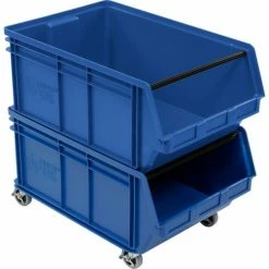 Quantum Storage Systems Quantum Mobile Magnum Plastic Stacking Bin, 18"W x 28" D x 15"H, Blue -Containers & Organizers Sales Store 334202BL 02