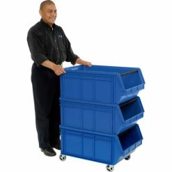Quantum Storage Systems Quantum Mobile Magnum Plastic Stacking Bin, 18"W x 28" D x 15"H, Blue -Containers & Organizers Sales Store 334202BL 03