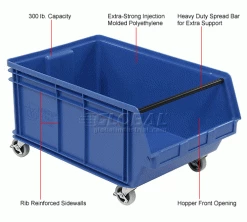 Quantum Storage Systems Quantum Mobile Magnum Plastic Stacking Bin, 18"W x 28" D x 15"H, Blue -Containers & Organizers Sales Store 334202BL 1wco