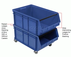 Quantum Storage Systems Quantum Mobile Magnum Plastic Stacking Bin, 18"W x 28" D x 15"H, Blue -Containers & Organizers Sales Store 334202BL 2wco
