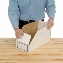 Foldable Corrugated Shelf Bin 7-3/4"W x 17-1/2"D x 10"H, White - Pkg Qty 27 -Containers & Organizers Sales Store 336406 08