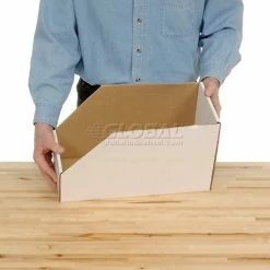 Foldable Corrugated Shelf Bin 7-3/4"W x 17-1/2"D x 10"H, White - Pkg Qty 27 -Containers & Organizers Sales Store 336406 09