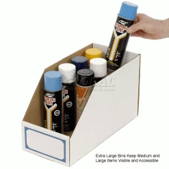 Foldable Corrugated Shelf Bin 7-3/4"W x 17-1/2"D x 10"H, White - Pkg Qty 27 -Containers & Organizers Sales Store 336406 4wco