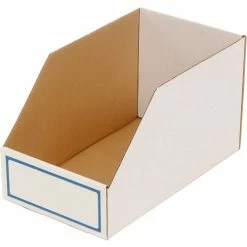 Foldable Corrugated Shelf Bin 9-3/4"W x 17-1/2"D x 10"H, White - Pkg Qty 27