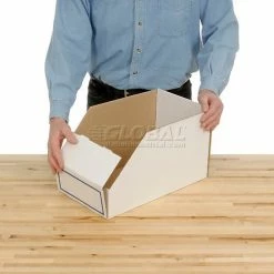 Foldable Corrugated Shelf Bin 9-3/4"W x 17-1/2"D x 10"H, White - Pkg Qty 27 -Containers & Organizers Sales Store 336408 08