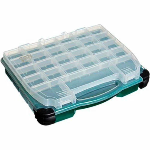 Plano Molding Plano 395010 Double Cover LockJaw Compartment Box, 14-1/2"L x 11-3/4"W x 3-3/8"H, Green/Clear - Pkg Qty 4 2 Plano Molding Plano 395010 Double Cover LockJaw Compartment Box, 14-1/2"L x 11-3/4"W x 3-3/8"H, Green/Clear - Pkg Qty 4 - Image 2