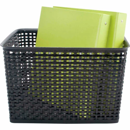 Advantus® Plastic Weave Bin Large 40328 - 13-3/4"L x 10-1/2"W x 8-3/4"H Black, 2-Pack - Pkg Qty 2 2 Advantus® Plastic Weave Bin Large 40328 - 13-3/4"L x 10-1/2"W x 8-3/4"H Black, 2-Pack - Pkg Qty 2 - Image 2