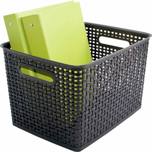 Advantus® Plastic Weave Bin Large 40328 - 13-3/4"L x 10-1/2"W x 8-3/4"H Black, 2-Pack - Pkg Qty 2 1 Advantus® Plastic Weave Bin Large 40328 - 13-3/4"L x 10-1/2"W x 8-3/4"H Black, 2-Pack - Pkg Qty 2
