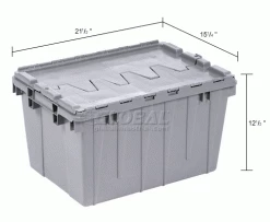 Akro-Mils Buckhorn Attached Lid Container AC2115120201000 - 21-1/2x15-1/4x12-1/2 - Pkg Qty 6 -Containers & Organizers Sales Store 422098 dim
