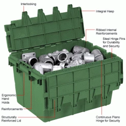 Akro-Mils Buckhorn Attached Lid Container 39160- 27x16-7/8x12-1/2 - Pkg Qty 4 -Containers & Organizers Sales Store 422100 1wco