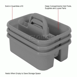 Quantum Storage Systems Quantum Plastic Tool Caddy TC-500GY - Pkg Qty 6 -Containers & Organizers Sales Store 442138GY 2wco