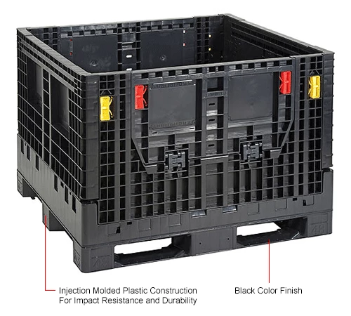 Global Industrial Folding Bulk Shipping Container, 48"Lx45"Wx34"H, 2000 Lb. Capacity, Black 16 Global Industrial Folding Bulk Shipping Container, 48"Lx45"Wx34"H, 2000 Lb. Capacity, Black - Image 16