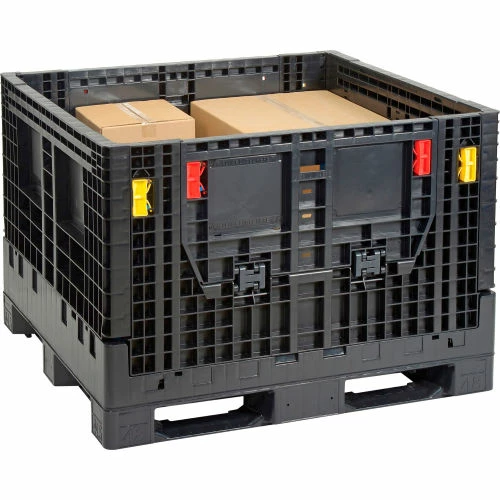 Global Industrial Folding Bulk Shipping Container, 48"Lx45"Wx34"H, 2000 Lb. Capacity, Black 7 Global Industrial Folding Bulk Shipping Container, 48"Lx45"Wx34"H, 2000 Lb. Capacity, Black - Image 7