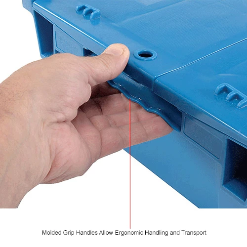 Global Industrial Plastic Attached Lid Shipping and Storage Container 19-5/8x11-7/8x7 Blue 17 Global Industrial Plastic Attached Lid Shipping and Storage Container 19-5/8x11-7/8x7 Blue - Image 17