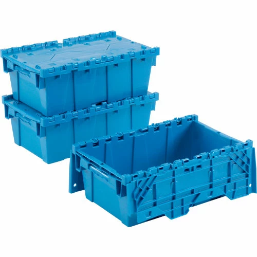 Global Industrial Plastic Attached Lid Shipping and Storage Container 19-5/8x11-7/8x7 Blue 5 Global Industrial Plastic Attached Lid Shipping and Storage Container 19-5/8x11-7/8x7 Blue - Image 5