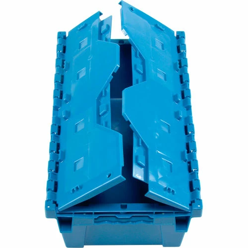 Global Industrial Plastic Attached Lid Shipping and Storage Container 19-5/8x11-7/8x7 Blue 7 Global Industrial Plastic Attached Lid Shipping and Storage Container 19-5/8x11-7/8x7 Blue - Image 7