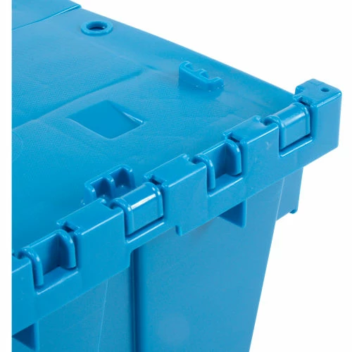 Global Industrial Plastic Attached Lid Shipping and Storage Container 19-5/8x11-7/8x7 Blue 9 Global Industrial Plastic Attached Lid Shipping and Storage Container 19-5/8x11-7/8x7 Blue - Image 9