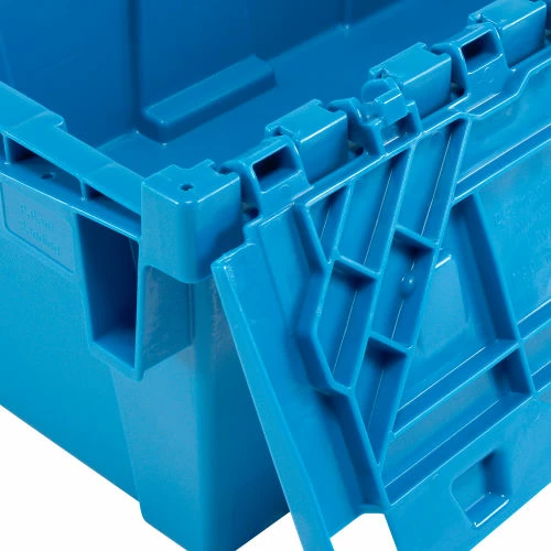 Global Industrial Plastic Attached Lid Shipping and Storage Container 19-5/8x11-7/8x7 Blue 10 Global Industrial Plastic Attached Lid Shipping and Storage Container 19-5/8x11-7/8x7 Blue - Image 10
