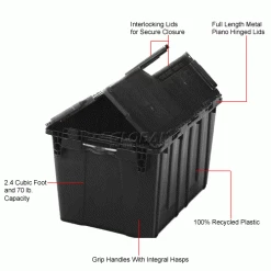 ORBIS Flipak® Distribution Container FP243 - 26-7/8 x 17 x 12 Recycled Black -Containers & Organizers Sales Store 442615 1wco