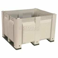 Decade M40SWH3 Pallet Container Solid Wall 48x40x31 Short Side Runners White 1500 Lb Capacity