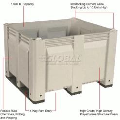 Decade M40SWH3 Pallet Container Solid Wall 48x40x31 Short Side Runners White 1500 Lb Capacity -Containers & Organizers Sales Store 442743WH 1wco