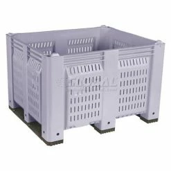 Decade M40PGY3 Pallet Container Vented Wall 48x40x31 Short Side Runners Gray 1500 Lb Capacity