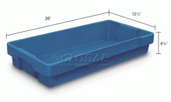 United Visual Products Plastic Utility Tray Dark Blue 26" L X 12-1/2" W X 4-1/2 H - Pkg Qty 5 -Containers & Organizers Sales Store 443034BL dim