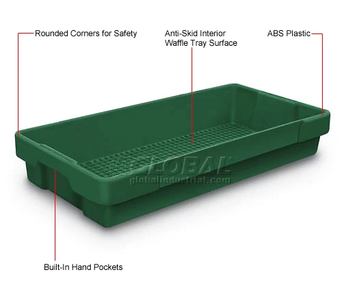 United Visual Products Plastic Utility Tray Dark Green 26" L X 12-1/2" W X 4-1/2 H - Pkg Qty 5 3 United Visual Products Plastic Utility Tray Dark Green 26" L X 12-1/2" W X 4-1/2 H - Pkg Qty 5 - Image 3