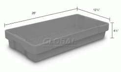 United Visual Products Plastic Utility Tray Gray 26" L X 12-1/2" W X 4-1/2 H - Pkg Qty 5 -Containers & Organizers Sales Store 443034GY dim