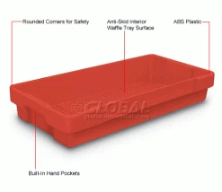 United Visual Products Plastic Utility Tray Red 26" L X 12-1/2" W X 4-1/2 H - Pkg Qty 5 -Containers & Organizers Sales Store 443034RD 1wco