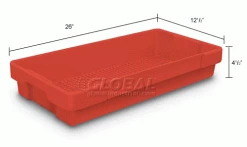 United Visual Products Plastic Utility Tray Red 26" L X 12-1/2" W X 4-1/2 H - Pkg Qty 5 -Containers & Organizers Sales Store 443034RD dim