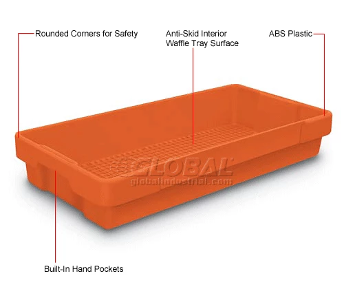 United Visual Products Plastic Utility Tray Orange 26" L X 12-1/2" W X 4-1/2 H - Pkg Qty 5 3 United Visual Products Plastic Utility Tray Orange 26" L X 12-1/2" W X 4-1/2 H - Pkg Qty 5 - Image 3