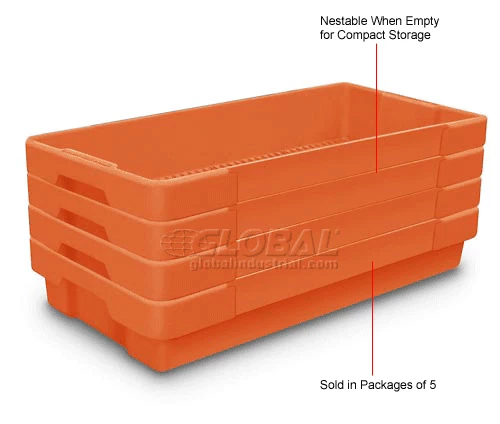 United Visual Products Plastic Utility Tray Orange 26" L X 12-1/2" W X 4-1/2 H - Pkg Qty 5 4 United Visual Products Plastic Utility Tray Orange 26" L X 12-1/2" W X 4-1/2 H - Pkg Qty 5 - Image 4