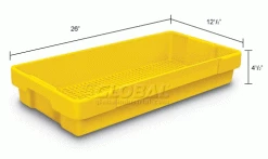 United Visual Products Plastic Utility Tray Yellow 26" L X 12-1/2" W X 4-1/2 H - Pkg Qty 5 -Containers & Organizers Sales Store 443034YL dim