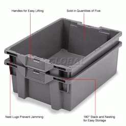 ORBIS Stack-N-Nest Pallet Container GS6040-22 - 23-5/8 x 15-3/4 x 8-1/2 Gray -Containers & Organizers Sales Store 443115 2wco 2