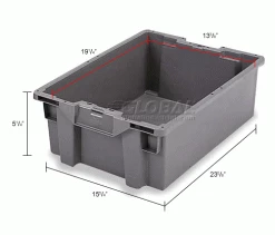 ORBIS Stack-N-Nest Pallet Container GS6040-13 - 23-5/8 x 15-3/4 x 5-1/4 Gray -Containers & Organizers Sales Store 443115 dim