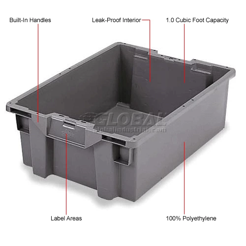 ORBIS Stack-N-Nest Pallet Container GS6040-18 - 23-5/8 x 15-3/4 x 7-1/8 Gray 4 ORBIS Stack-N-Nest Pallet Container GS6040-18 - 23-5/8 x 15-3/4 x 7-1/8 Gray - Image 4