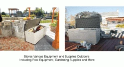 Lifetime 60012 Outdoor Deck Storage Bench Box 130 Gallon, Sand w/Brown Lid -Containers & Organizers Sales Store 443499 2wco