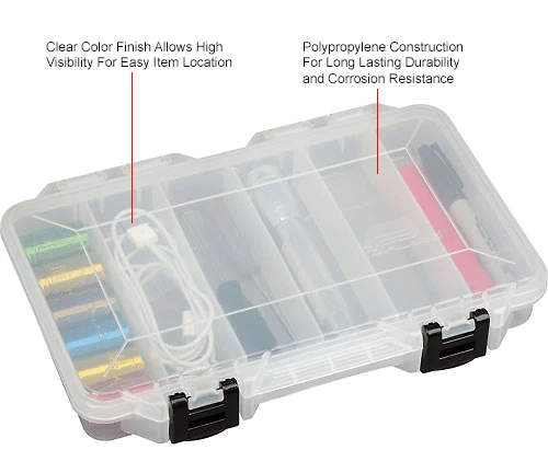 Plano Molding Plano StowAway® 6 Fixed Compartment Box, 11"L x 7-1/4"W x 1-3/4"H, Clear - Pkg Qty 6 10 Plano Molding Plano StowAway® 6 Fixed Compartment Box, 11"L x 7-1/4"W x 1-3/4"H, Clear - Pkg Qty 6 - Image 10